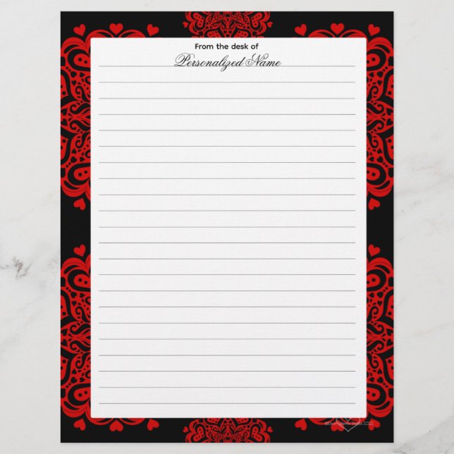 Detaillierte Liebe - Schwarz Briefbogen (Vorderseite)