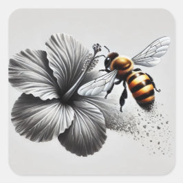 Detaillierte Makroansicht einer Honigbiene Quadratischer Aufkleber