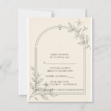 Detaillierte Oliven-Botanik-Hochzeits-RSVP-Karte