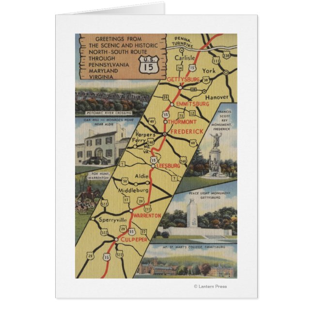 Detaillierte Postkarte der Route 15 (Vorne)
