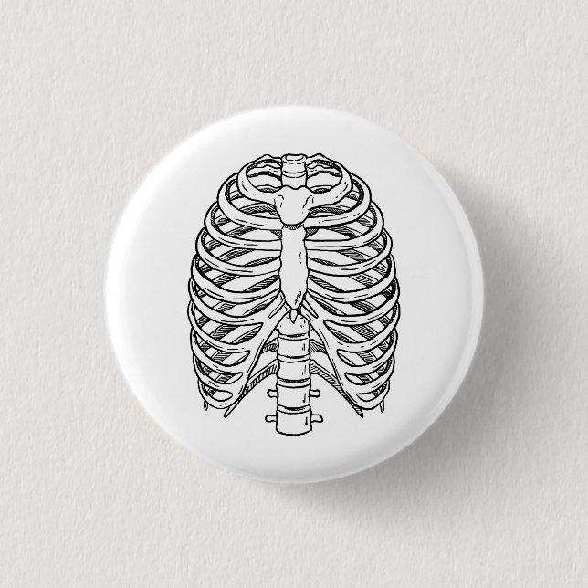 Detaillierte Rippenkäfig-Anatomie-Linienkunst Button (Vorderseite)