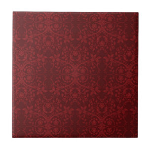 Detaillierte rote Blumen-Tapete Fliese
