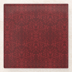 Detaillierte rote Blumenwallpaper Glasuntersetzer