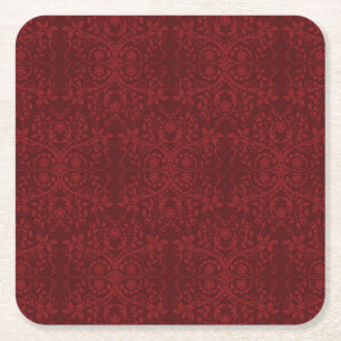 Detaillierte rote Blumenwallpaper Rechteckiger Pappuntersetzer