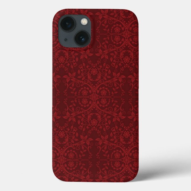 Detaillierte Rote Flora-Tapete Case-Mate iPhone Hülle (Rückseite)