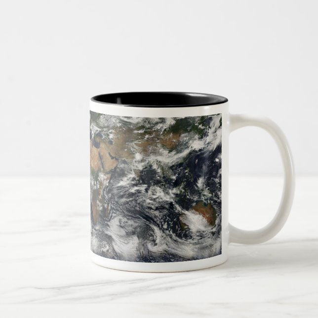 Detaillierte Satellitenansicht der Erde Zweifarbige Tasse (Rechts)