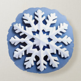 Detaillierte Snowflake-Ornament Rundes Kissen