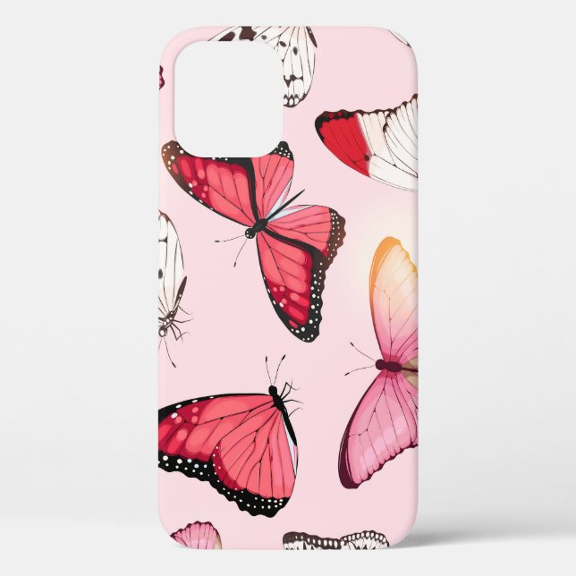 Detaillierte Tropenschmetterlinge: Vintages Muster Case-Mate iPhone Hülle (Rückseite)