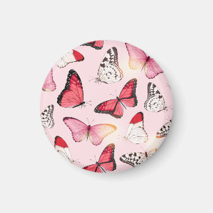 Detaillierte Tropenschmetterlinge: Vintages Muster Magnet