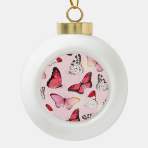 Detaillierte tropische Schmetterlinge: Vintage-Mus Keramik Kugel-Ornament