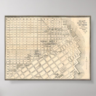 Detaillierte Vintage-Goldkarte von San Francisco 1 Poster