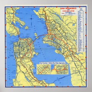Detaillierte Vintage-Karte von San Francisco Poster