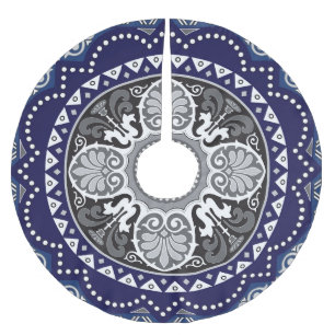 Detaillierter Blumenstrauß Paisley Design Polyester Weihnachtsbaumdecke