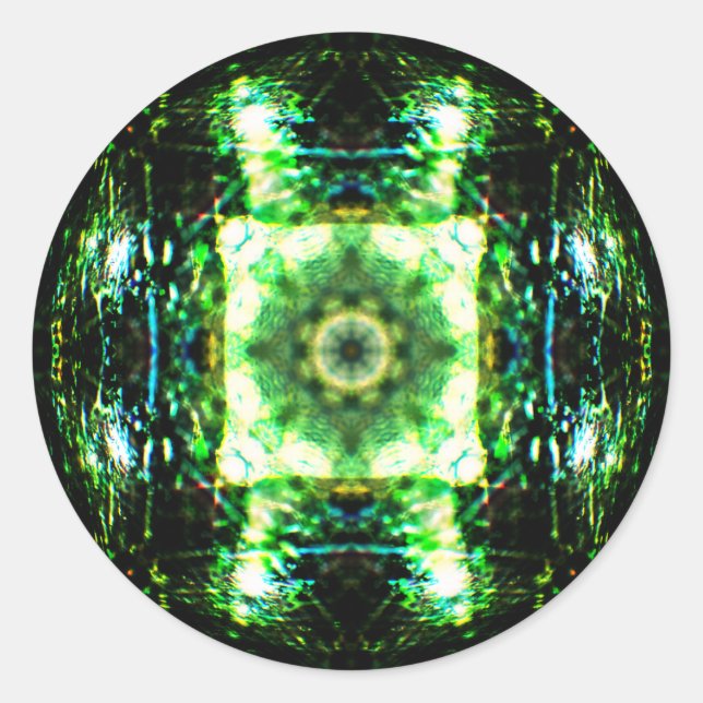 Detaillierter Glaseffekt Mandala Runder Aufkleber (Vorderseite)