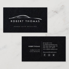 Detailliertes Auto, Reparatur auf schwarzem Papier Visitenkarte