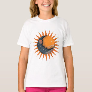 Detailliertes digitales Design von Sonne und Mond T-Shirt