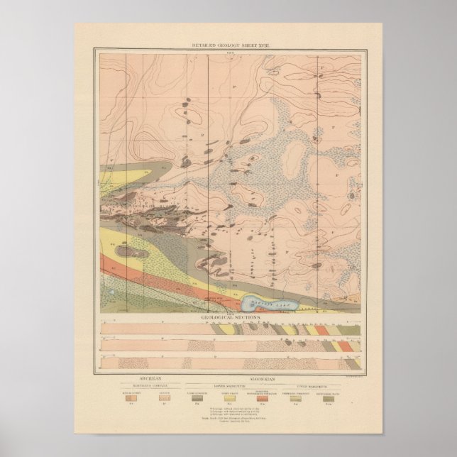 Detailliertes Geologie-Blatt XVIII Poster (Vorne)