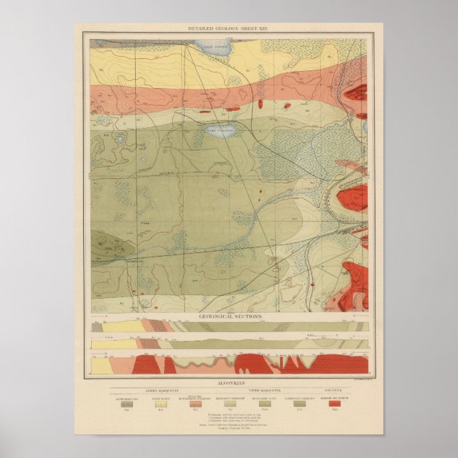 Detailliertes Geologie-Blatt XXV Poster (Vorne)