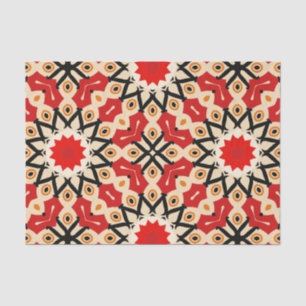 Detailliertes geometrisches Muster des Ethnic Red Seidenpapier