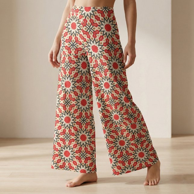Detailliertes geometrisches Muster des Ethnic Red  Stoff (Von Creator hochgeladen)