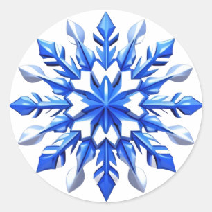 Detailliertes Snowflake-Design Runder Aufkleber
