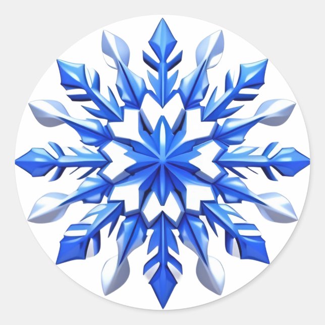 Detailliertes Snowflake-Design Runder Aufkleber (Vorderseite)