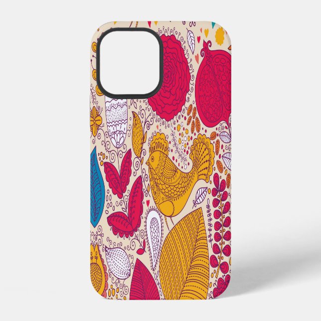Detailliertes Vintage-Blumenmuster-Design iPhone Hülle (Rückseite)