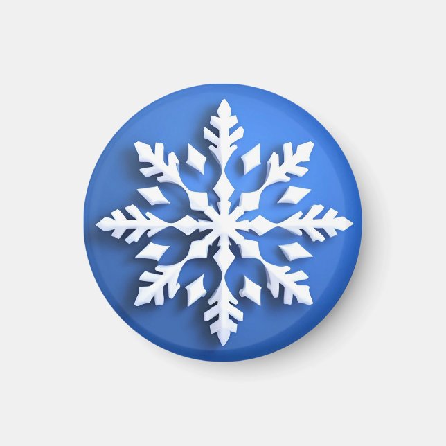 Detailliertes weißes Schneeflockendesign Magnet (Vorne)