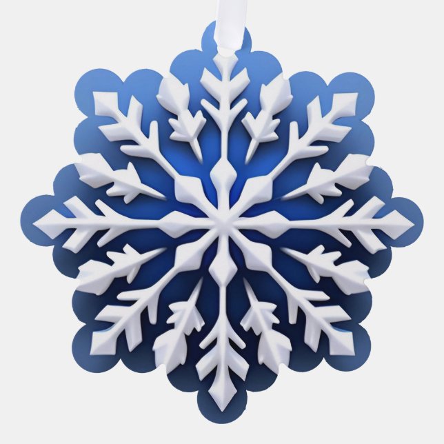 Detailliertes weißes Schneeflockendesign Ornament Karte (Vorderseite)