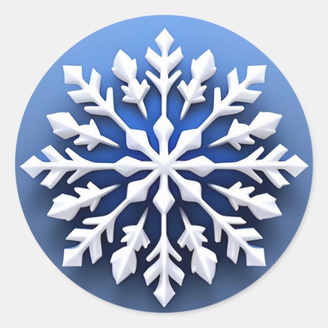 Detailliertes weißes Schneeflockendesign Runder Aufkleber (Vorderseite)