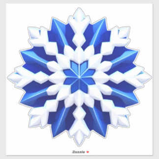 Detailliertes White Snowflake Design Aufkleber