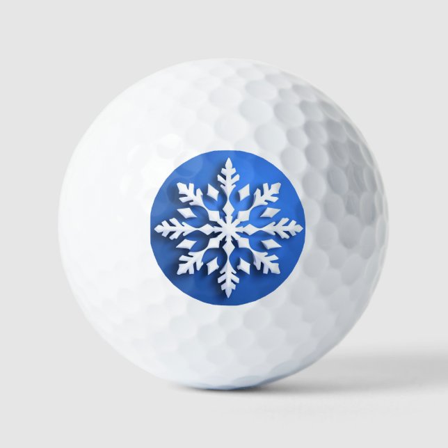 Detailliertes White Snowflake Design Golfball (Vorderseite)