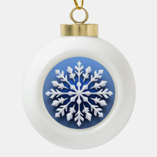 Detailliertes White Snowflake Design Keramik Kugel-Ornament