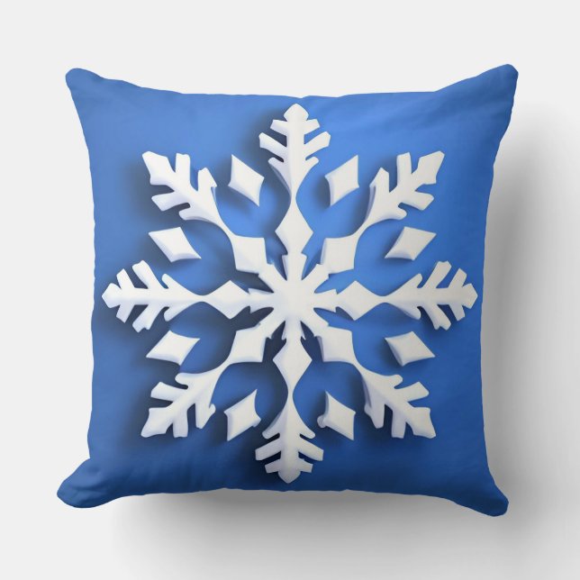 Detailliertes White Snowflake Design Kissen (Vorderseite)