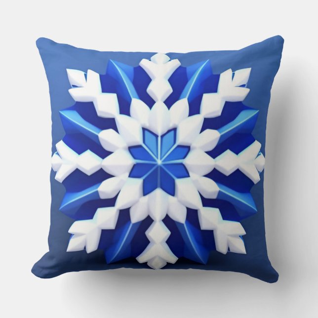Detailliertes White Snowflake Design Kissen (Vorderseite)