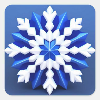 Detailliertes White Snowflake Design Quadratischer Aufkleber