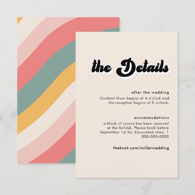 Detaillierungskarte zum Retro-70er Einladung (Vorne/Hinten)