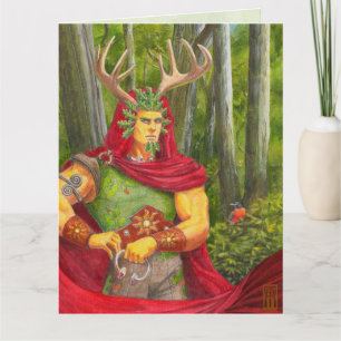 Detailportrait des keltischen Eichenkönigs Karte