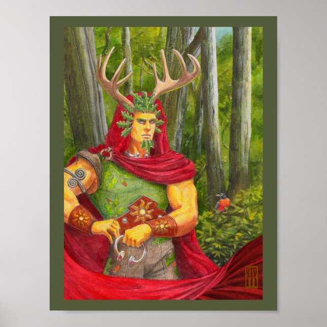 Detailportrait des keltischen Eichenkönigs Poster (Vorne)