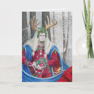 Detailportrait des keltischen Holly King Karte