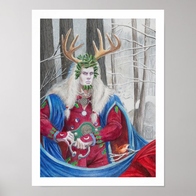 Detailportrait des keltischen Holly King Poster (Vorne)