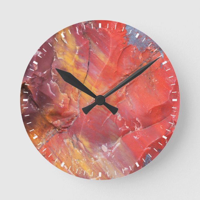 Details aus rotverdünntem Holz, Arizona Runde Wanduhr (Vorderseite)