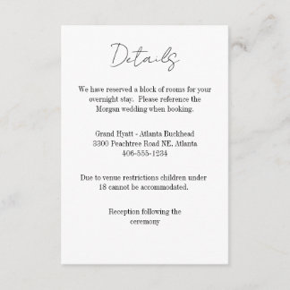 Details Card for any wedding RSVP Karte