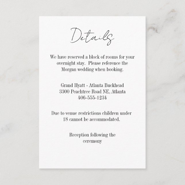 Details Card for any wedding RSVP Karte (Vorderseite)