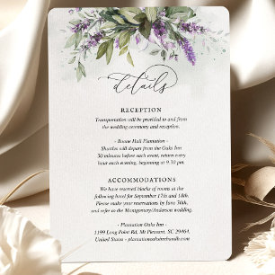 Details Card Lavender Greenery Script Info Begleitkarte