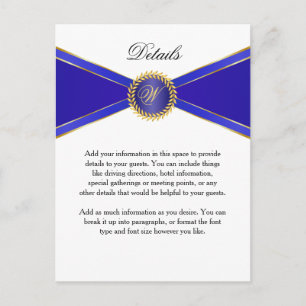 Details Card Royal Blue Elegance mit Monogram Postkarte