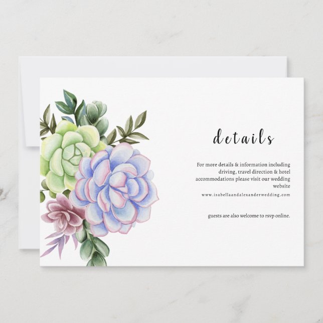  Details card- Succulent flower Einladung (Vorderseite)
