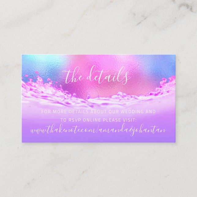 Details Card Website Tropic Wedding Pink Waves Begleitkarte (Vorderseite)