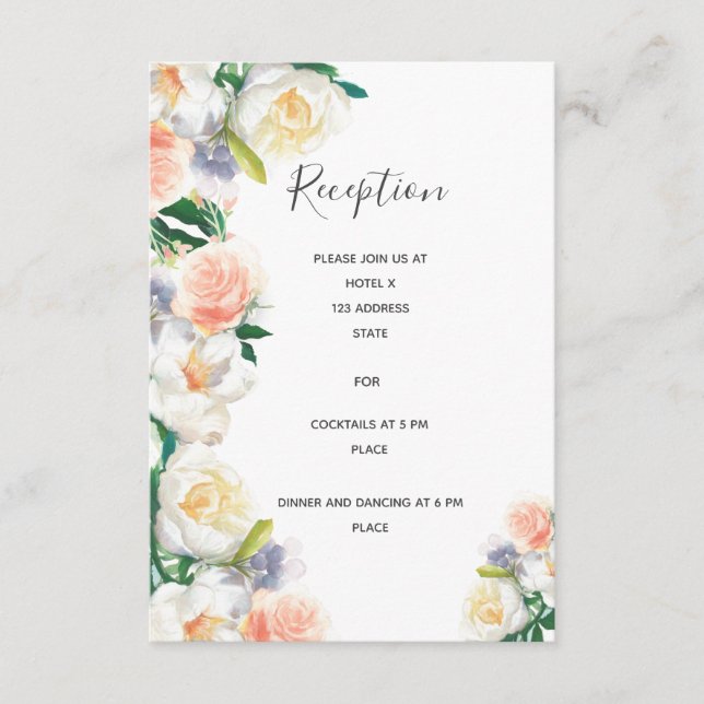 Details der Hochzeitsempfehlung mit weißen Koralle Begleitkarte (Vorderseite)