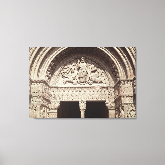 Details der Kirchenfassade mit den Leinwanddruck (Vorderseite)